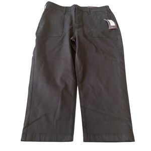 NYDJ Utility Pants Womens 14 Black Cropped Wide Leg Flat Front Inseam 23"